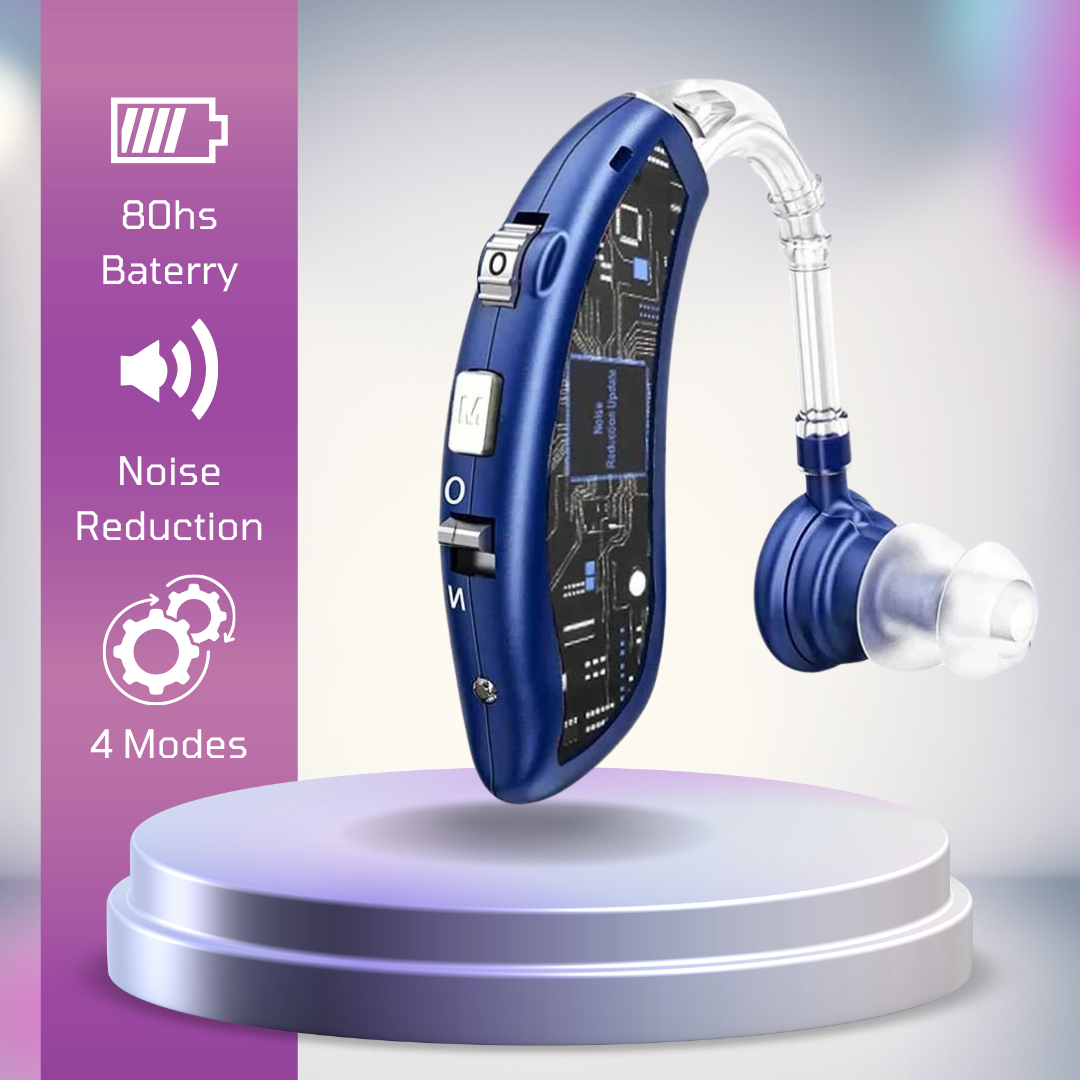 Rechargeable Digital Hearing Aid With Adjustable Tone - Best Sound Amplifier, Portable Deaf Elderly BTE Hearing Aid