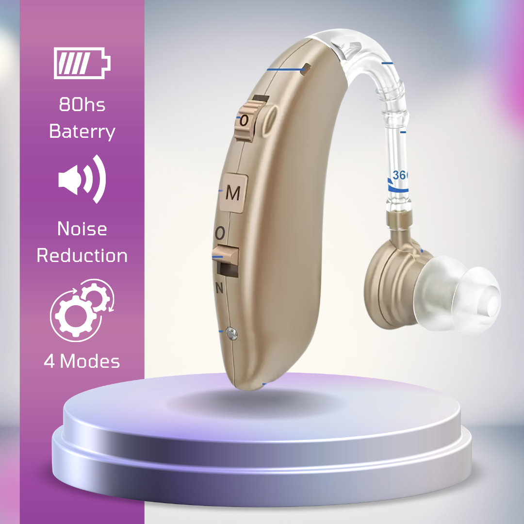 Rechargeable Digital Hearing Aid With Adjustable Tone - Best Sound Amplifier, Portable Deaf Elderly BTE Hearing Aid